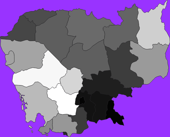 Cambodia elevation map