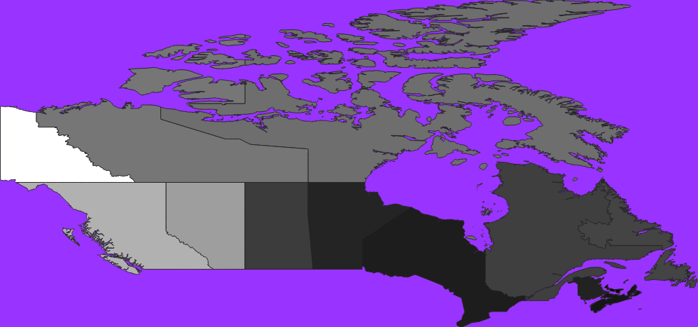Canada elevation map