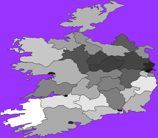 Ireland elevation map