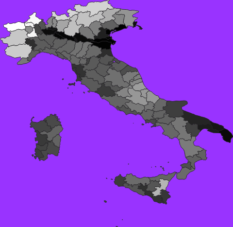 Italy elevation map
